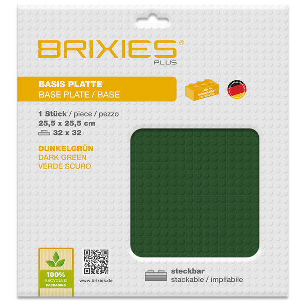 BRIXIES Plus Base Plate Dark Green 32 x 32 Studs