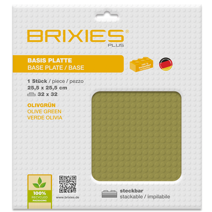 BRIXIES Plus Basis Platte Oliv grün 32 x 32 Noppen