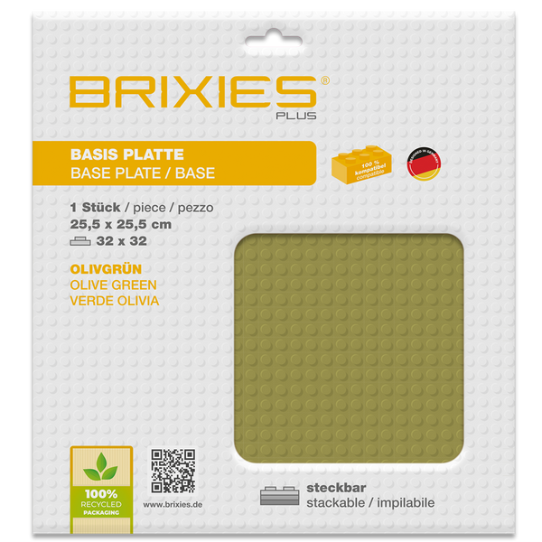 BRIXIES Plus Base Plate Olive Green 32 x 32 Studs