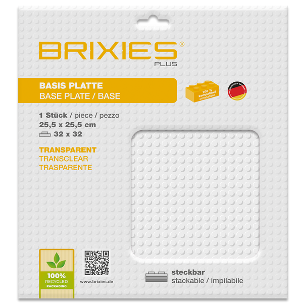 BRIXIES Plus Base Plate Transparent 32 x 32 Studs