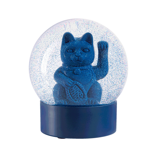 Boule à Neige Chat Chanceux Bleu