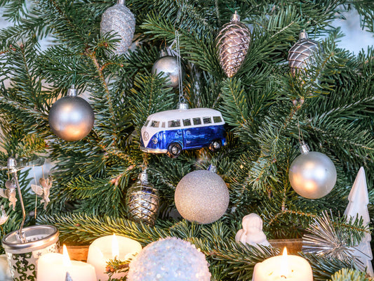 VW T1 Bus Christmas Decoration Blue &amp; White