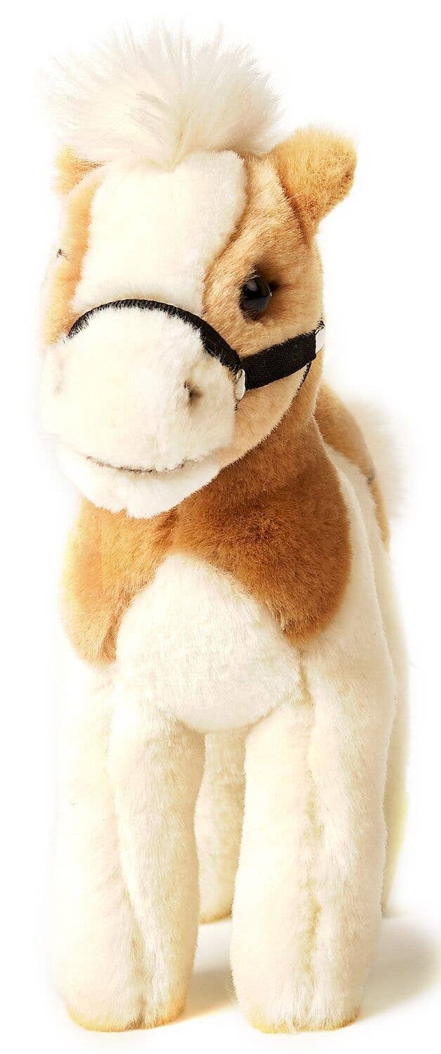 Peluche cheval beige debout-blanc sans selle