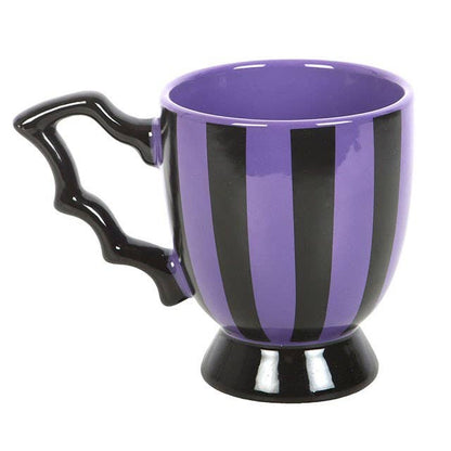 Purple &amp; Black Striped Tea Cup – Bat Wing Handle