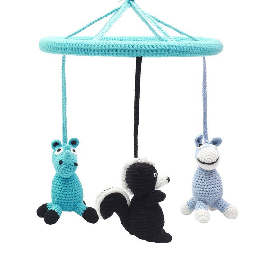 Mobile with Rhino, Skunk and Donkey