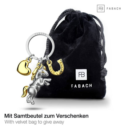 Horse Keychain with Heart and Horseshoe "Pony"