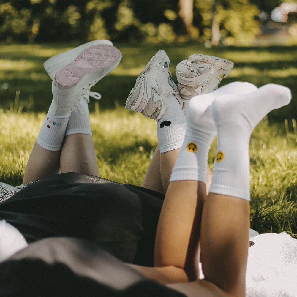 Chaussettes Blanches Smiley Jaune