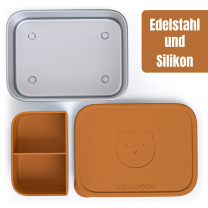 Kids' Stainless Steel Lunch Box with Silicone Insert - Brown