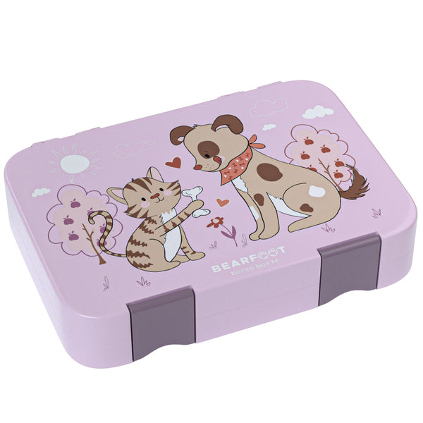 Kids lunch box with compartments, lunchbox - Dog&Cat purple
