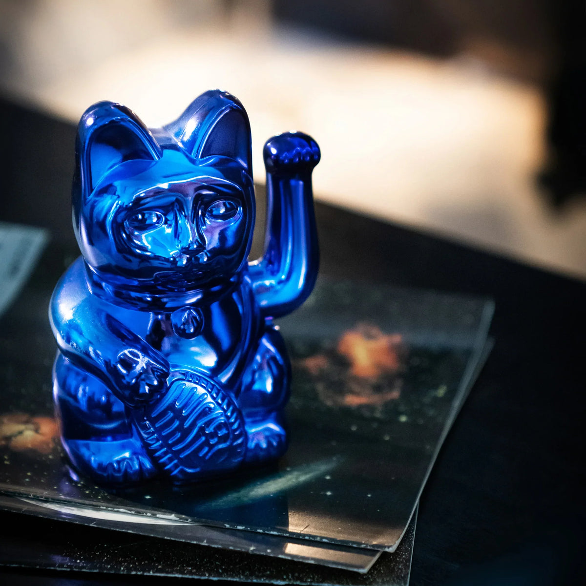 Shiny Blue Lucky Cat - Cosmic Earth Edition
