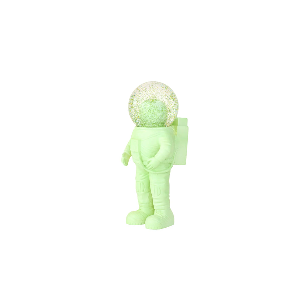 Piccolo globo di neve astronauta verde