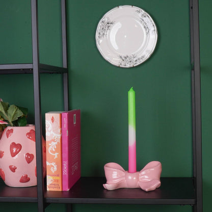 Candlestick - Knot - Ceramic - Pink - 18x9x7 cm