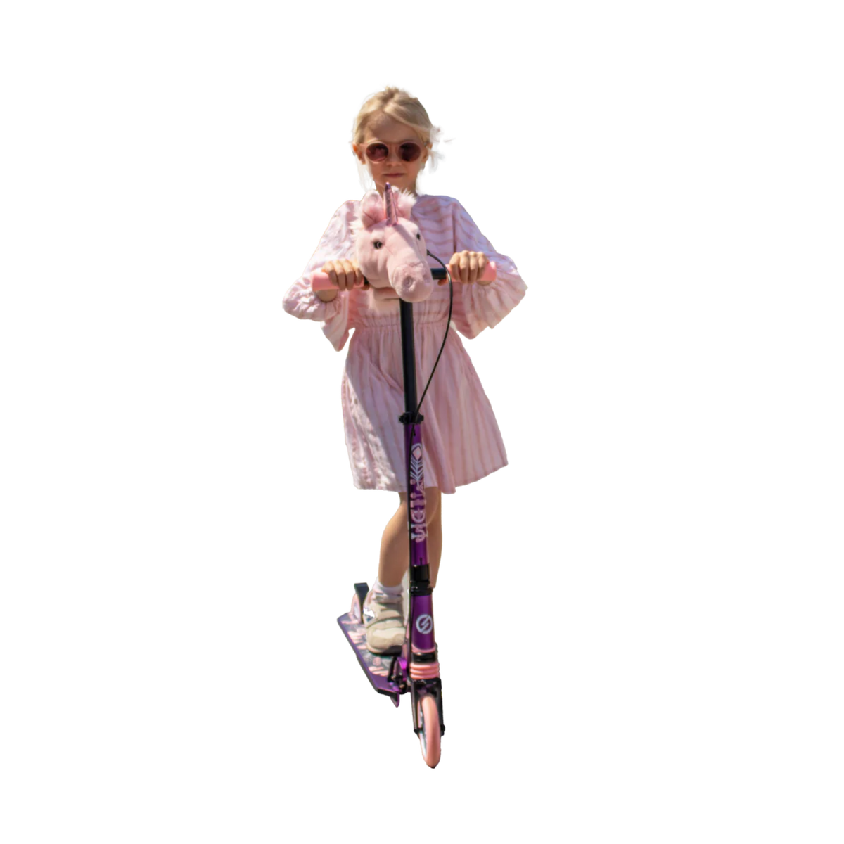 Accessoire tête de licorne rose pour vélo ou trottinette enfant
