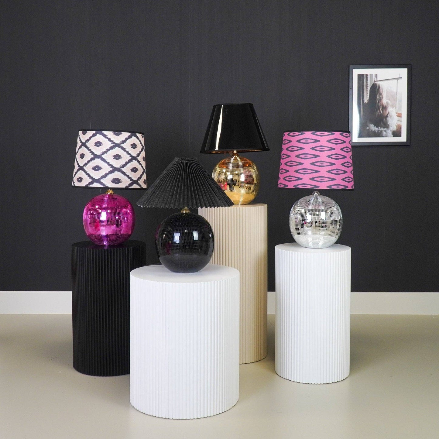 Lamp - Disco Ball - Glass - Pink - 20x20x20cm