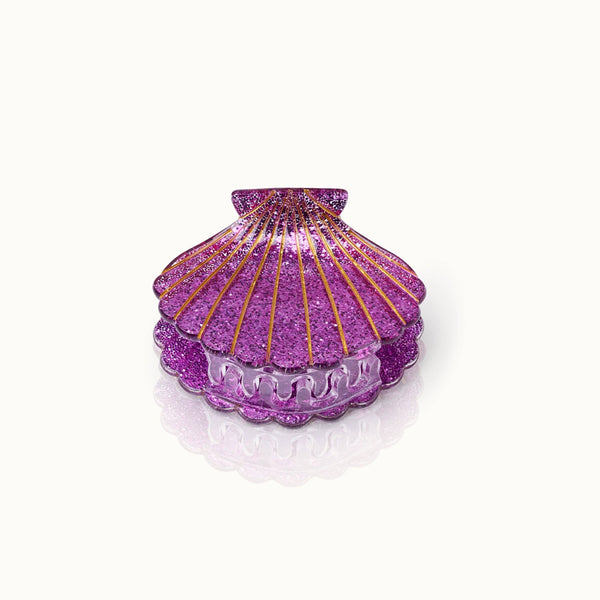 Glittery purple seashell hair clip
