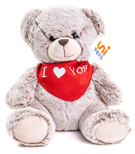 Teddy Bear Plush (light brown) with I Love You scarf