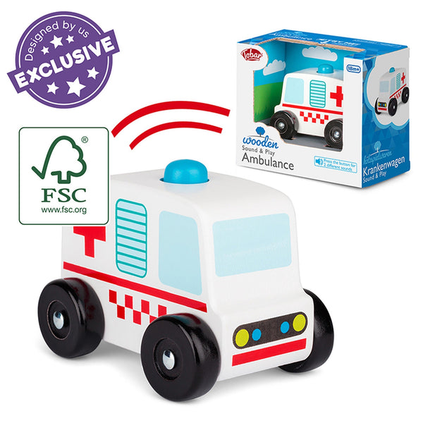 WOODEN SOUND AMBULANCE TOY