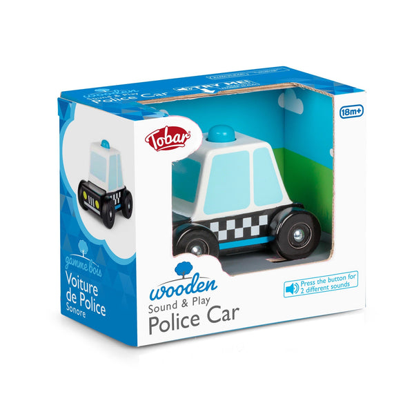 POLICE CAR WITH SOUND, WOODEN AND PLAYABLE
