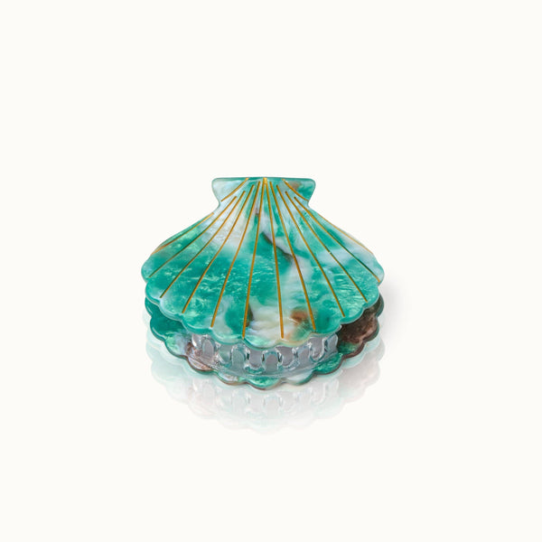 Aventurine shell-shaped hair clip