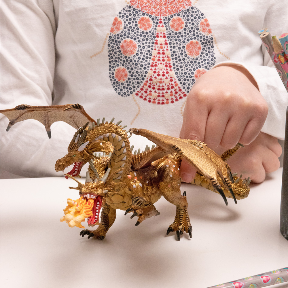 Two-headed gold Dragon figurine