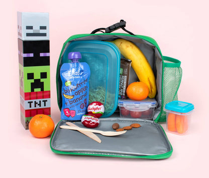 Bouteille Minecraft carrée avec personnage Creeper vert