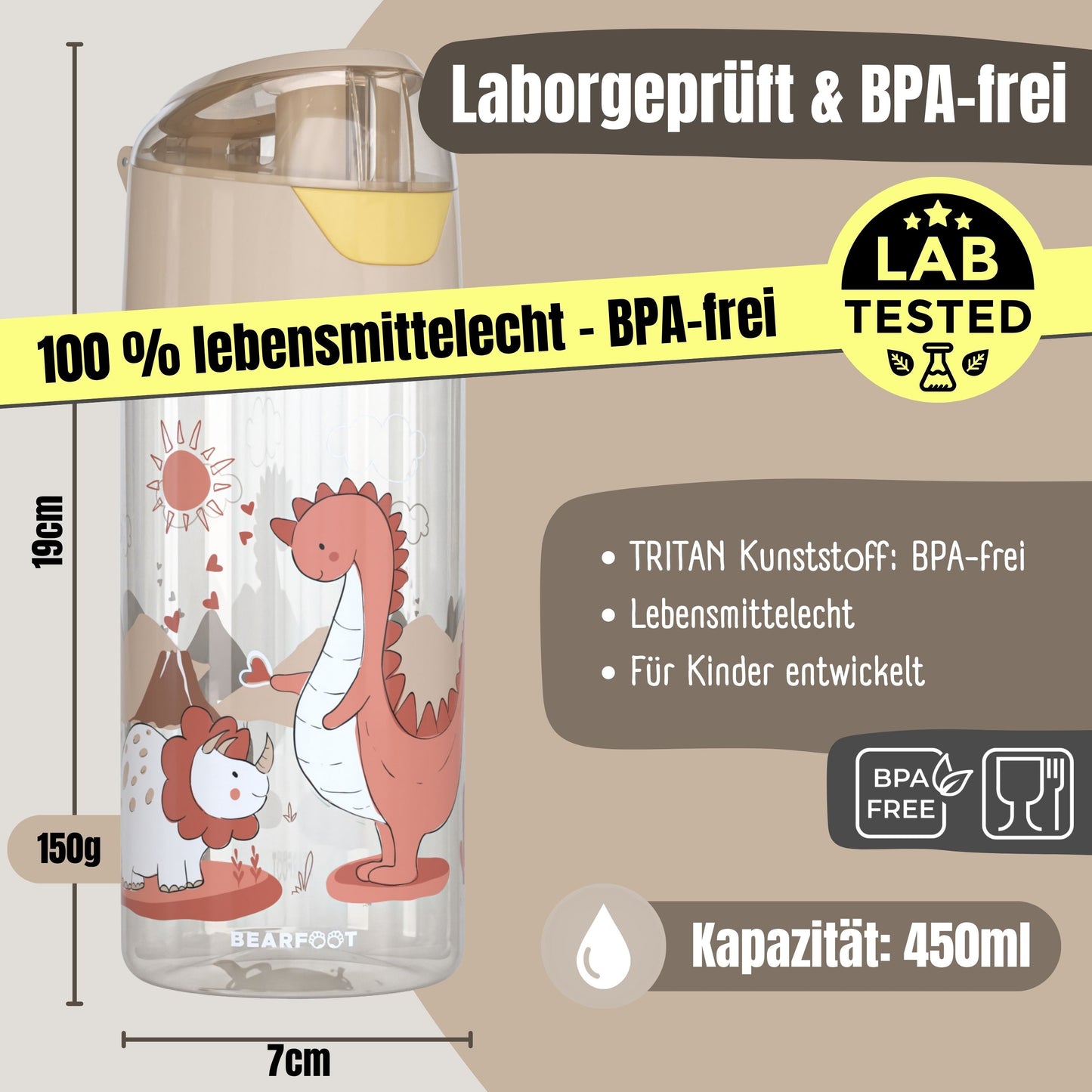 Kids' Drinking Bottle, Lightweight Water Bottle - Dinosaurs