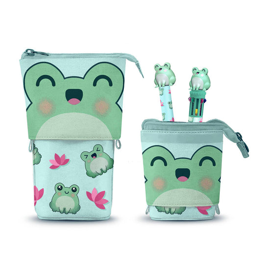 Oh My Pop Froggy Cute Pencil Case + 10-Color Pen + Gel