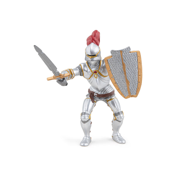 Figurine Chevalier en armure au plumet rouge Papo - personnage médiéval