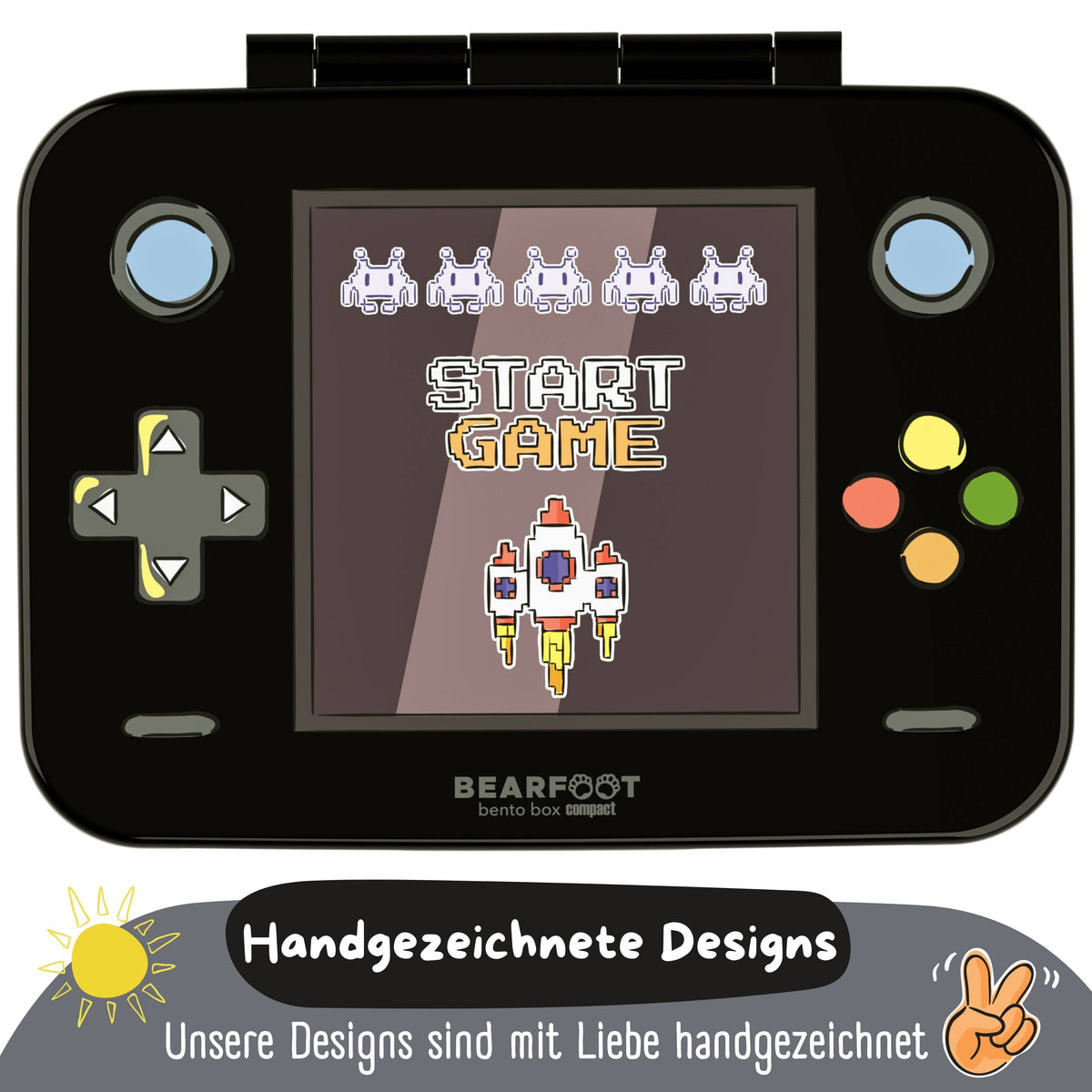 Brotdose mit Fächern, leicht & auslaufsicher - Game schwarz