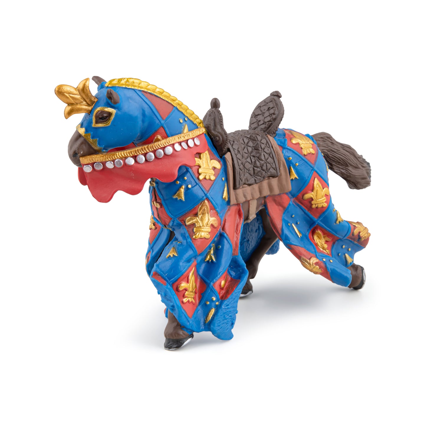 Figurine Cheval bleu fleur de lys Papo - personnage médiéval