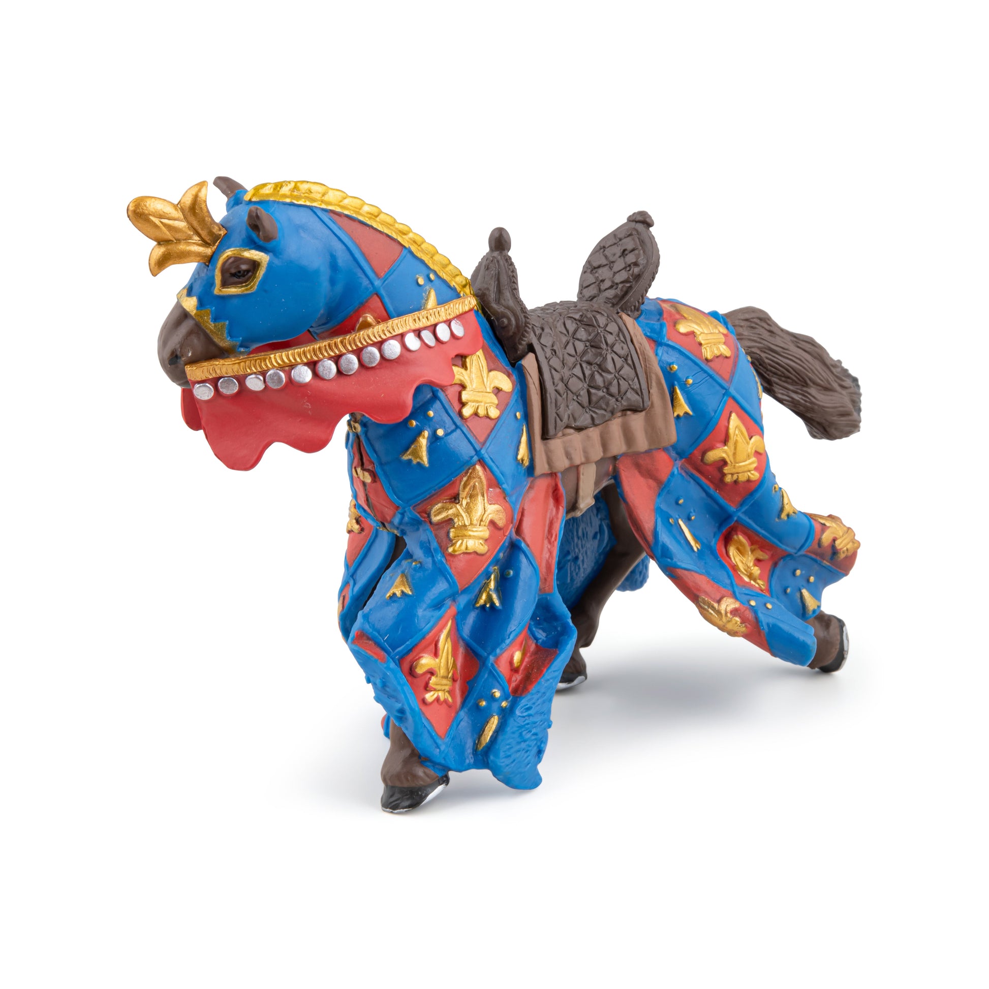Figurine Cheval bleu fleur de lys Papo - personnage médiéval