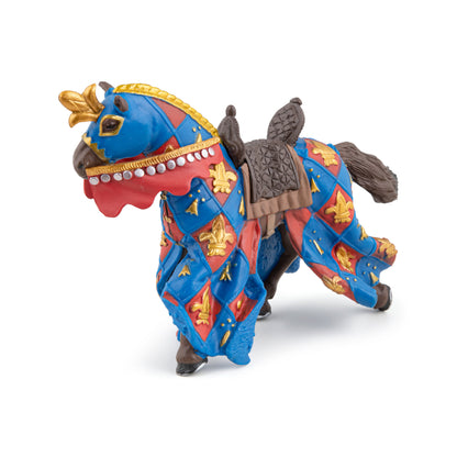 Figurine Cheval bleu fleur de lys Papo - personnage médiéval
