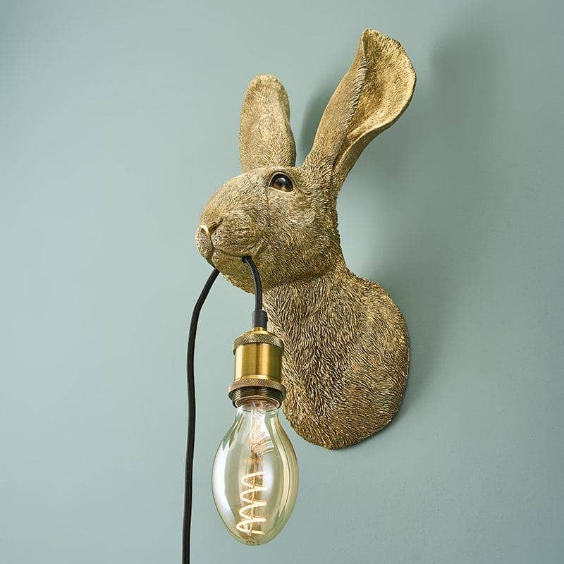 Applique murale Hasi, résine polyuréthane dorée, 22 x 19 x 46 cm