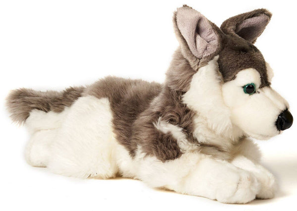 Peluche Husky gris couché Uni Toys