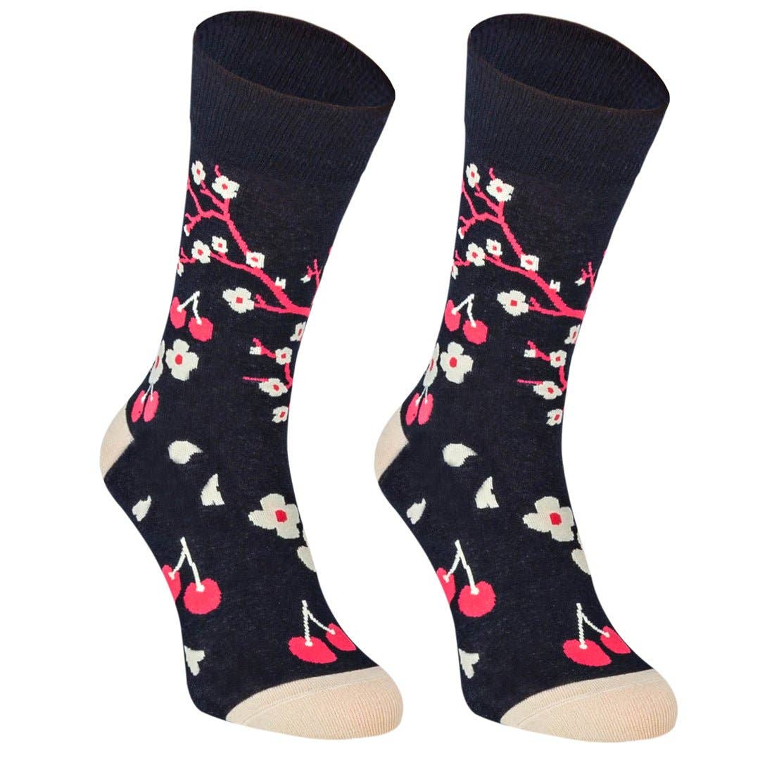 Funny cherry long cotton socks for women and men