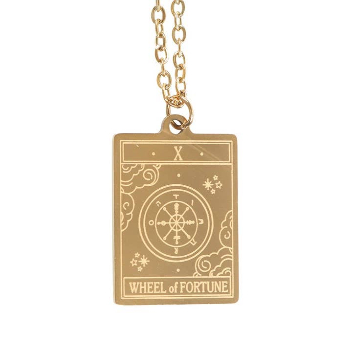 Vintage Tarot Card Necklace The Wheel of Fortune
