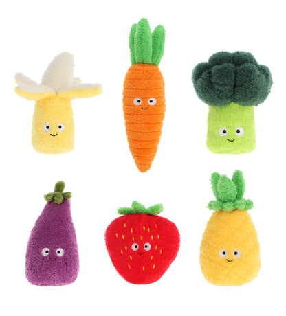 Assortment of 12 Fruits & Vegetables Plush Toys 12cm - KEELECO