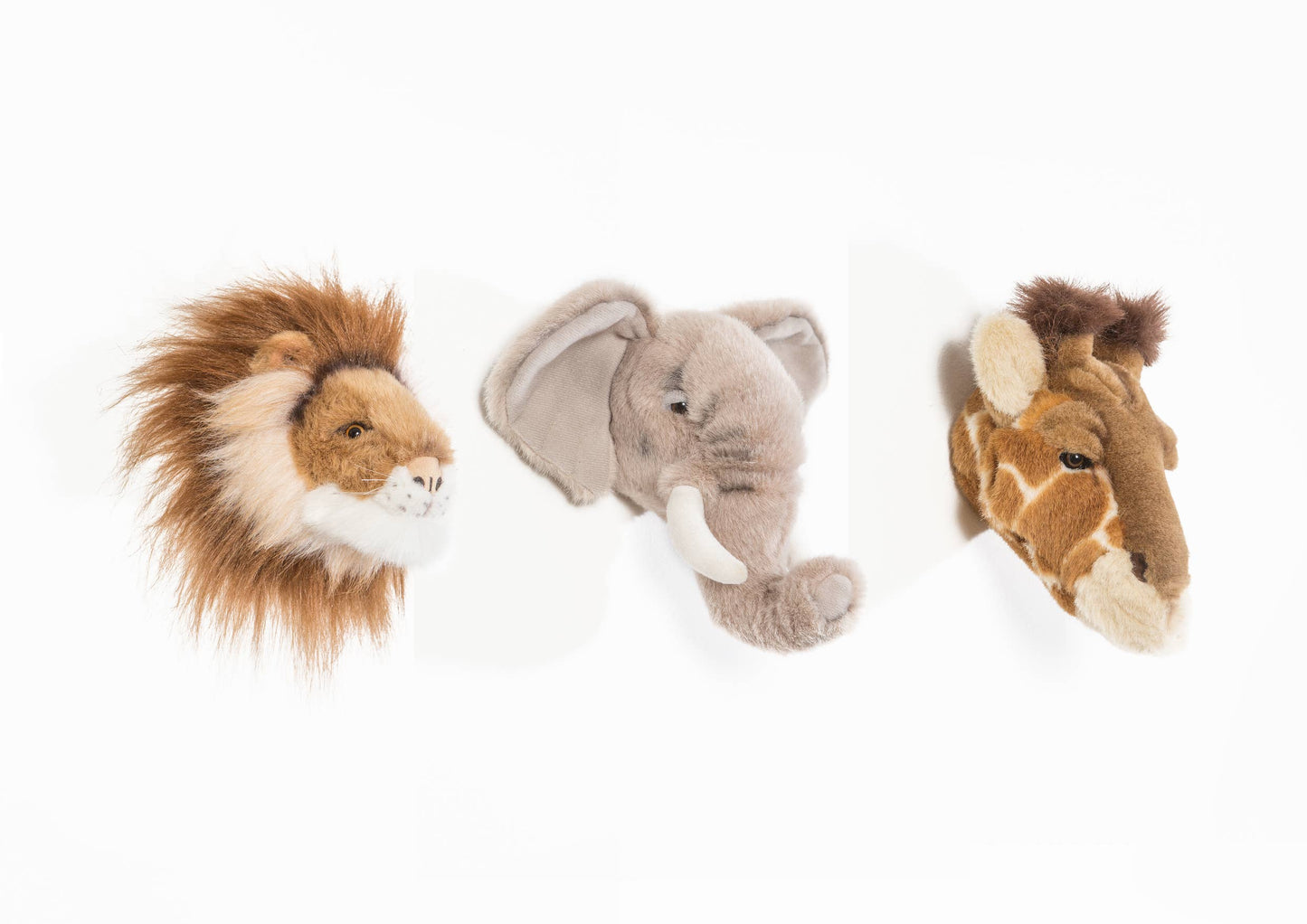 Mini Plush Animal Head Wall Decorations: Safari Set