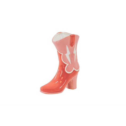 Vase à fleurs - Vase en forme de botte - Céramique - Rose/Orange - 16,5x10,5x26,5cm