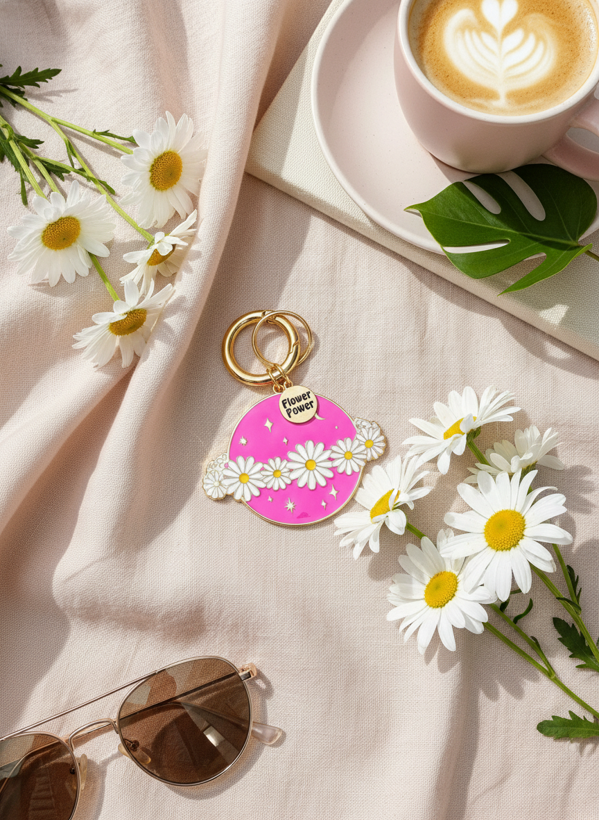 Daisy Planet "Flower Power" Keychain