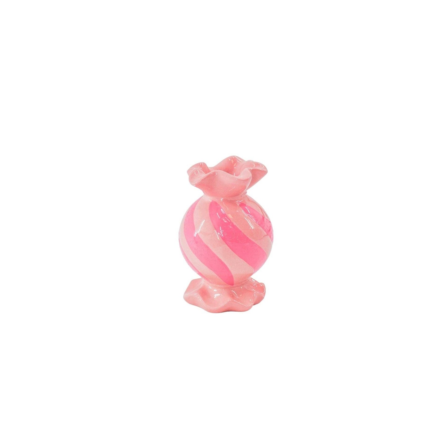 Bougeoir - Bonbon Toffee Rond - Céramique - Rose/ Néon - 8,5x8,5x13 cm