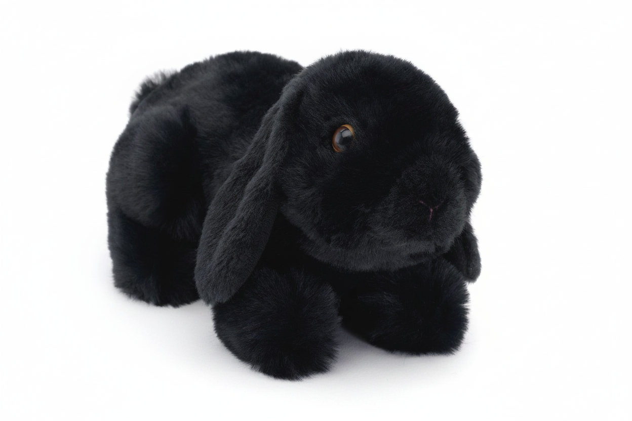 Lop-eared Rabbit Plush, lying (black)
