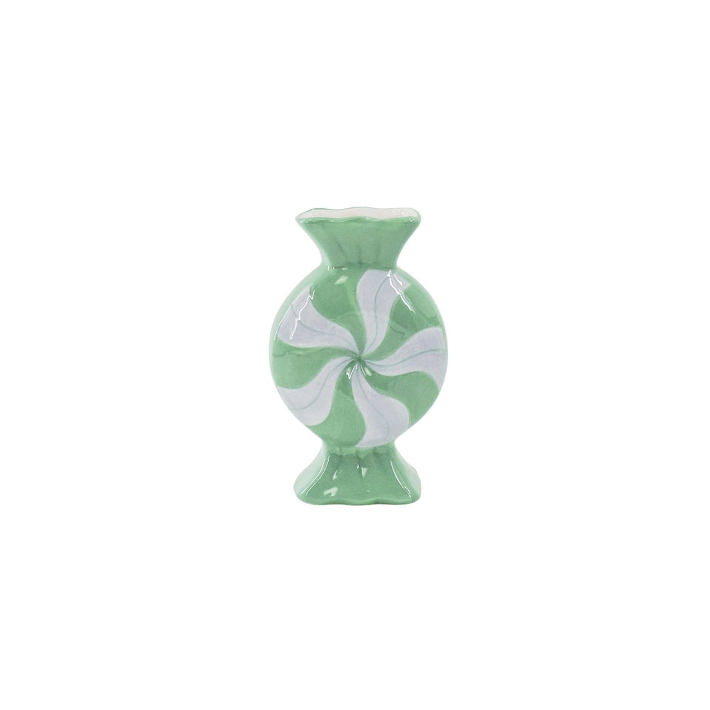 Vase à fleurs - Bonbon au caramel - Céramique - Lilas/Menthe - 12x6,5x20cm