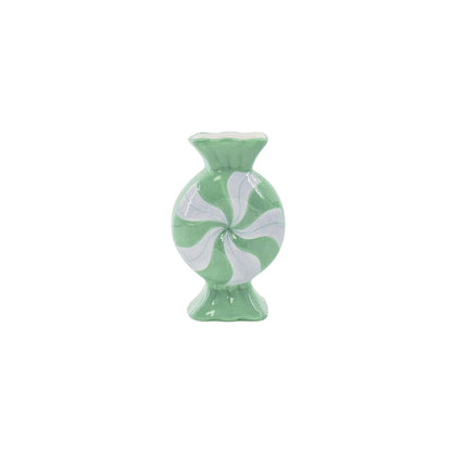 Vase à fleurs - Bonbon au caramel - Céramique - Lilas/Menthe - 12x6,5x20cm