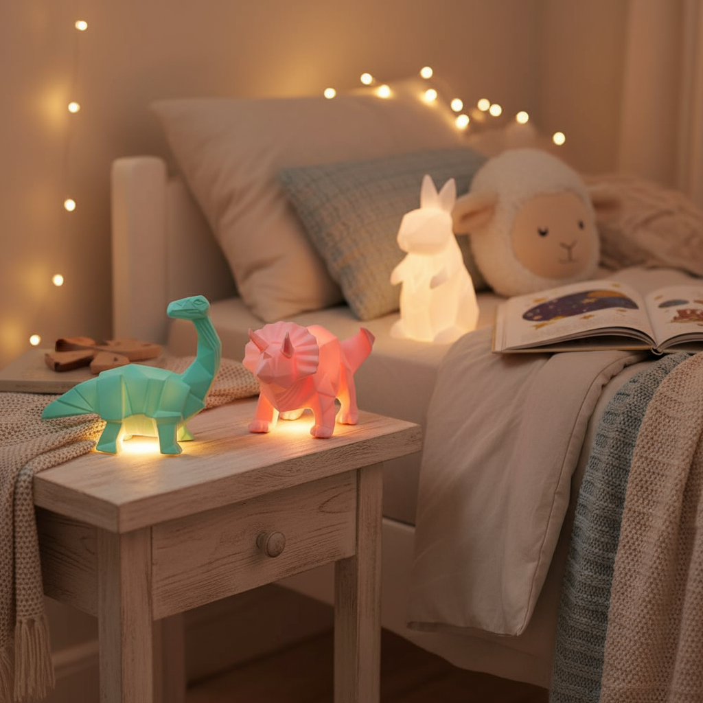 Geometric Dinosaur &amp; Rabbit Lamp