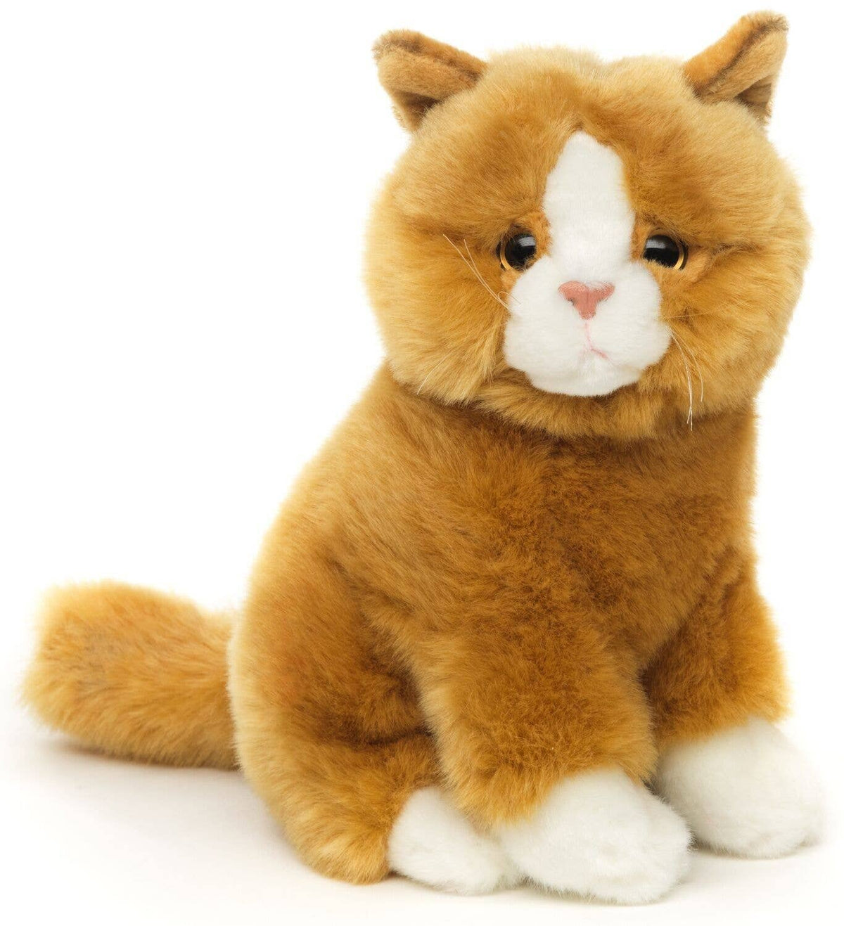 Peluche chat brun doré assis