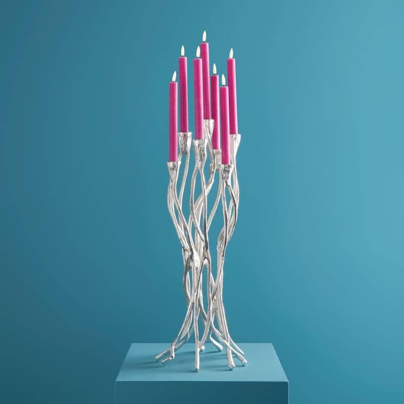 Roots Candlestick Silver, Aluminum, 25 x 22 x 63.5 cm