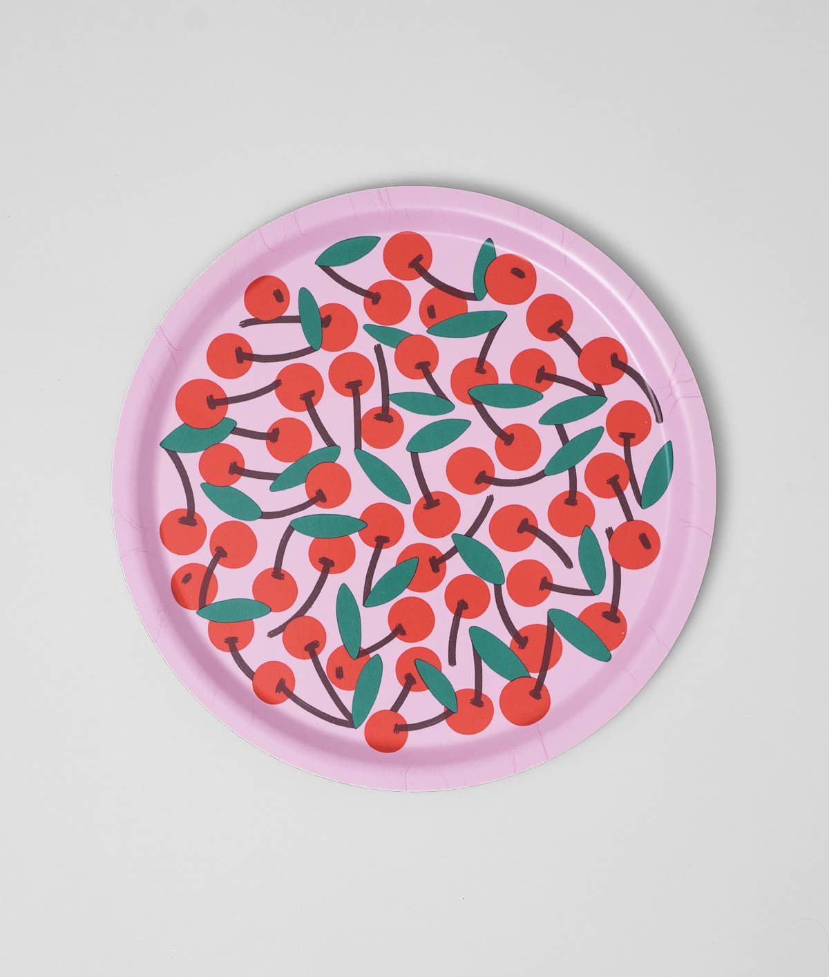 Round Serving Tray with Cherries