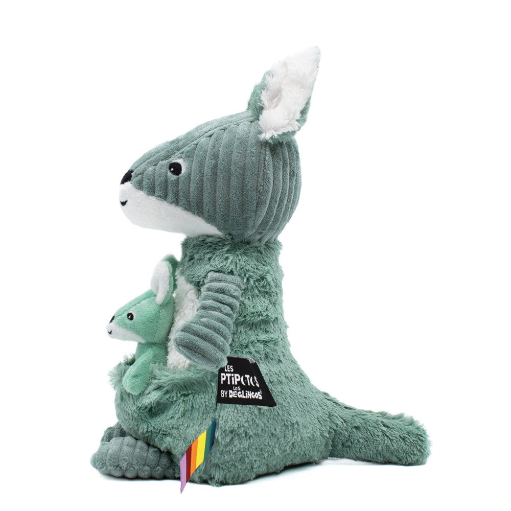Peluche kangourou Allezou maman et son bébé vert – Les Ptipotos – vue 4