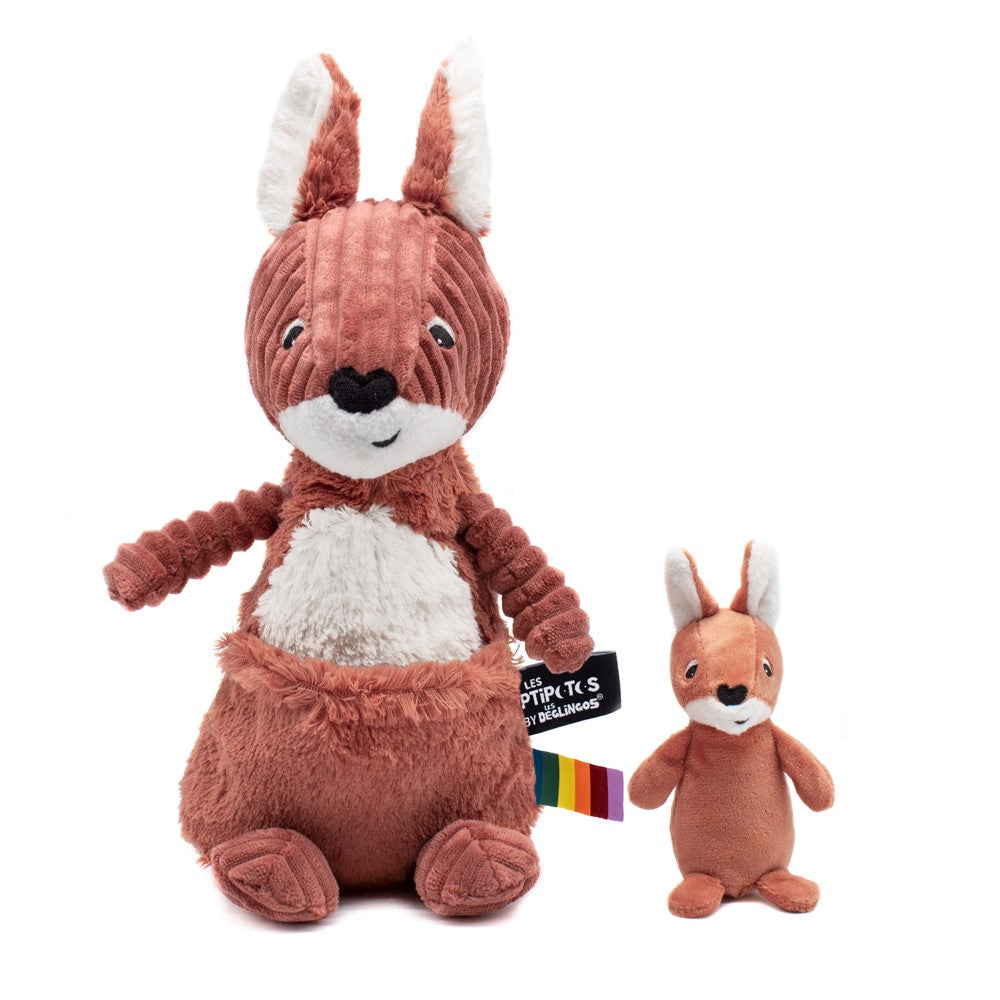 Peluche kangourou Allezou maman et son bébé terracotta – Les Ptipotos